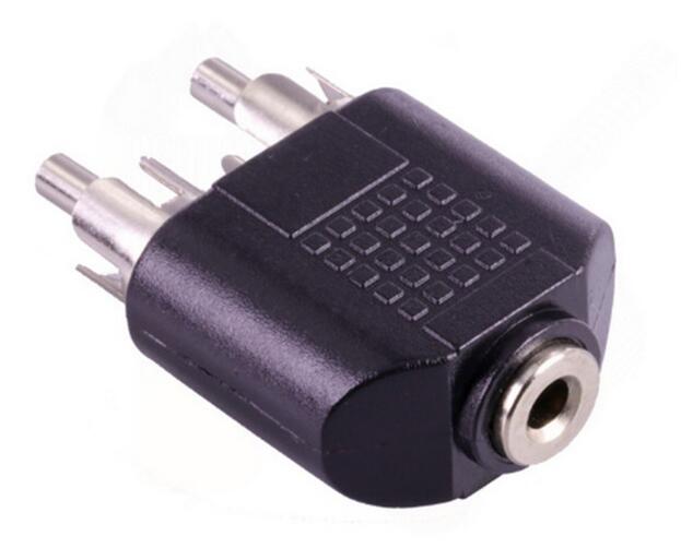 Nickel Plated Dual RCA Male Plug to 1X3.5mm Mono F